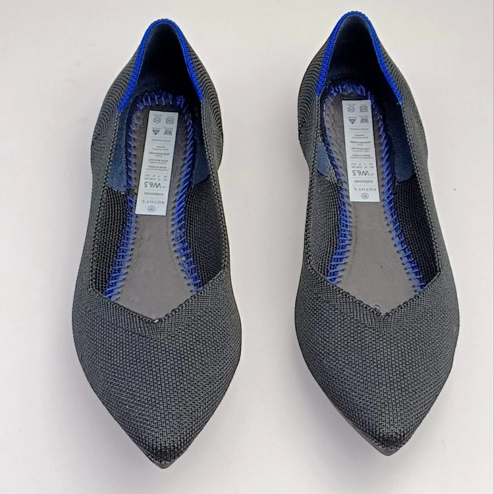Rothy's The pointed flat knit shoes breathable office wear minimalist 6.5